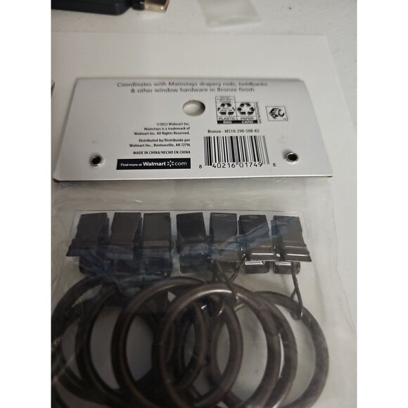 Drapery Curtain Clip Rings Bronze Finish Metal Set Of Two, 14 Total, Fits 1" Rod - Picture 3 of 3